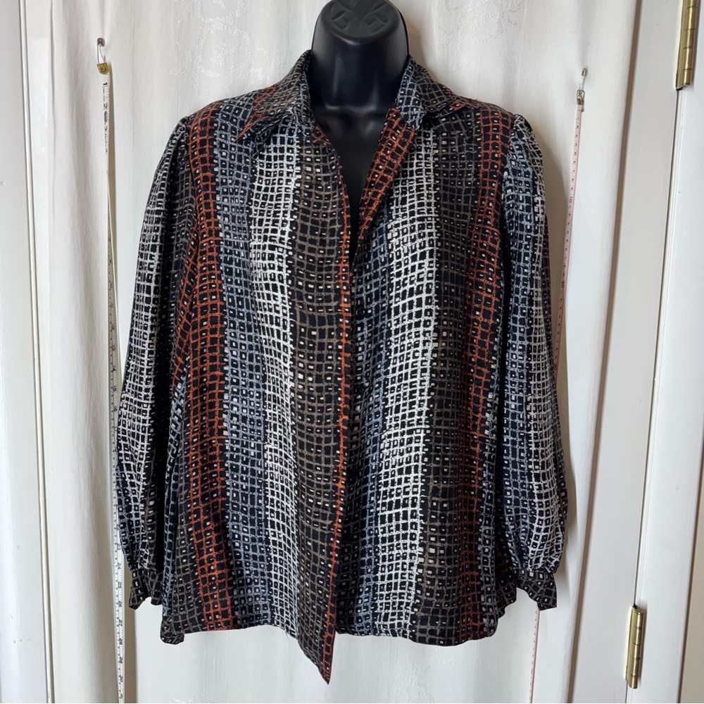Vintage Umi Collections by Anne Crimmins Patterned Silk Blouse